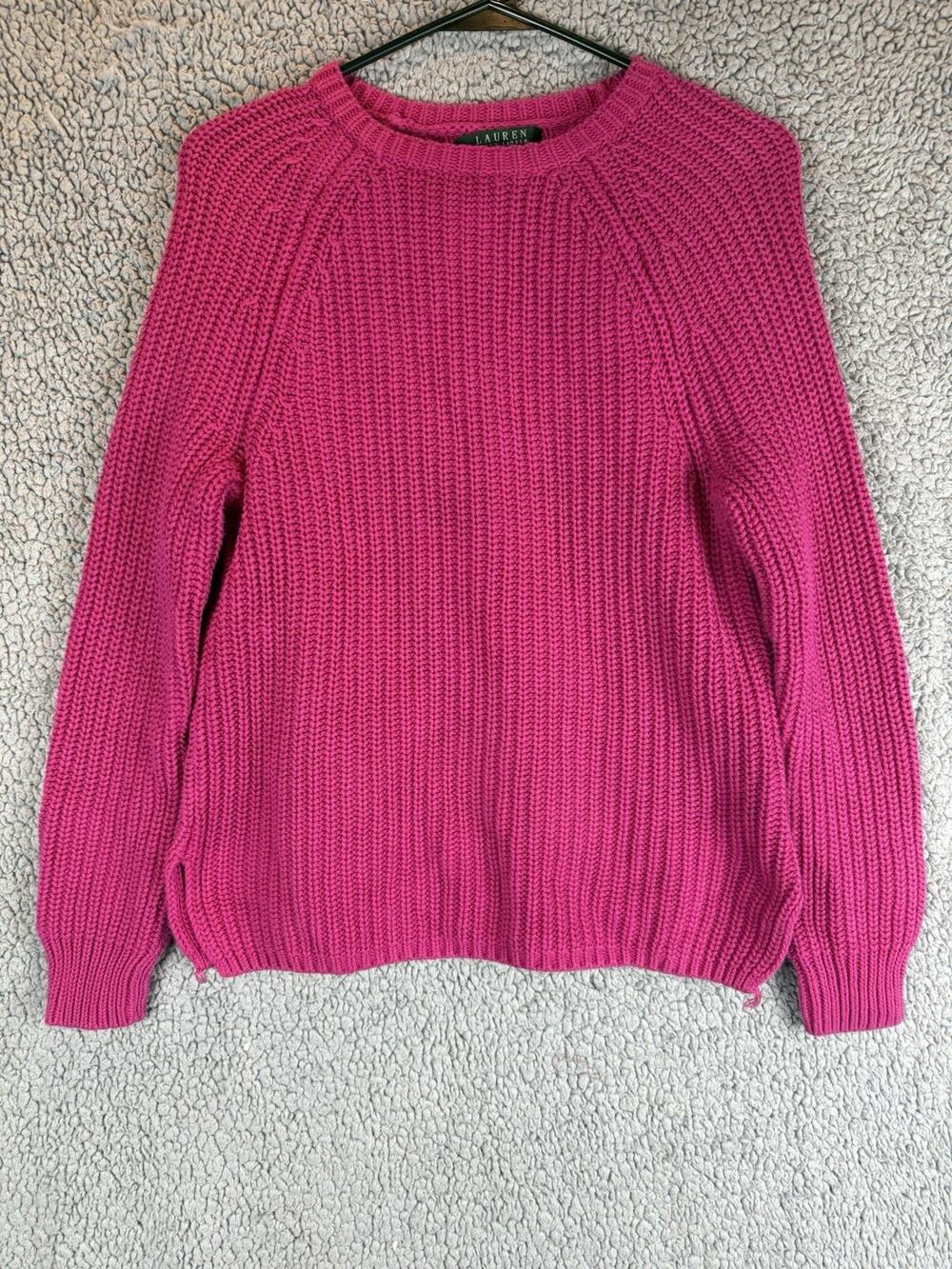 Lauren Ralph Lauren Sweater Womens Small Pink Pullover Fleece Crewneck Knitted